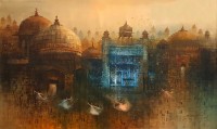 A. Q. Arif, 25 x 42 Inch, Oil on Canvas, Cityscape Painting, AC-AQ-559